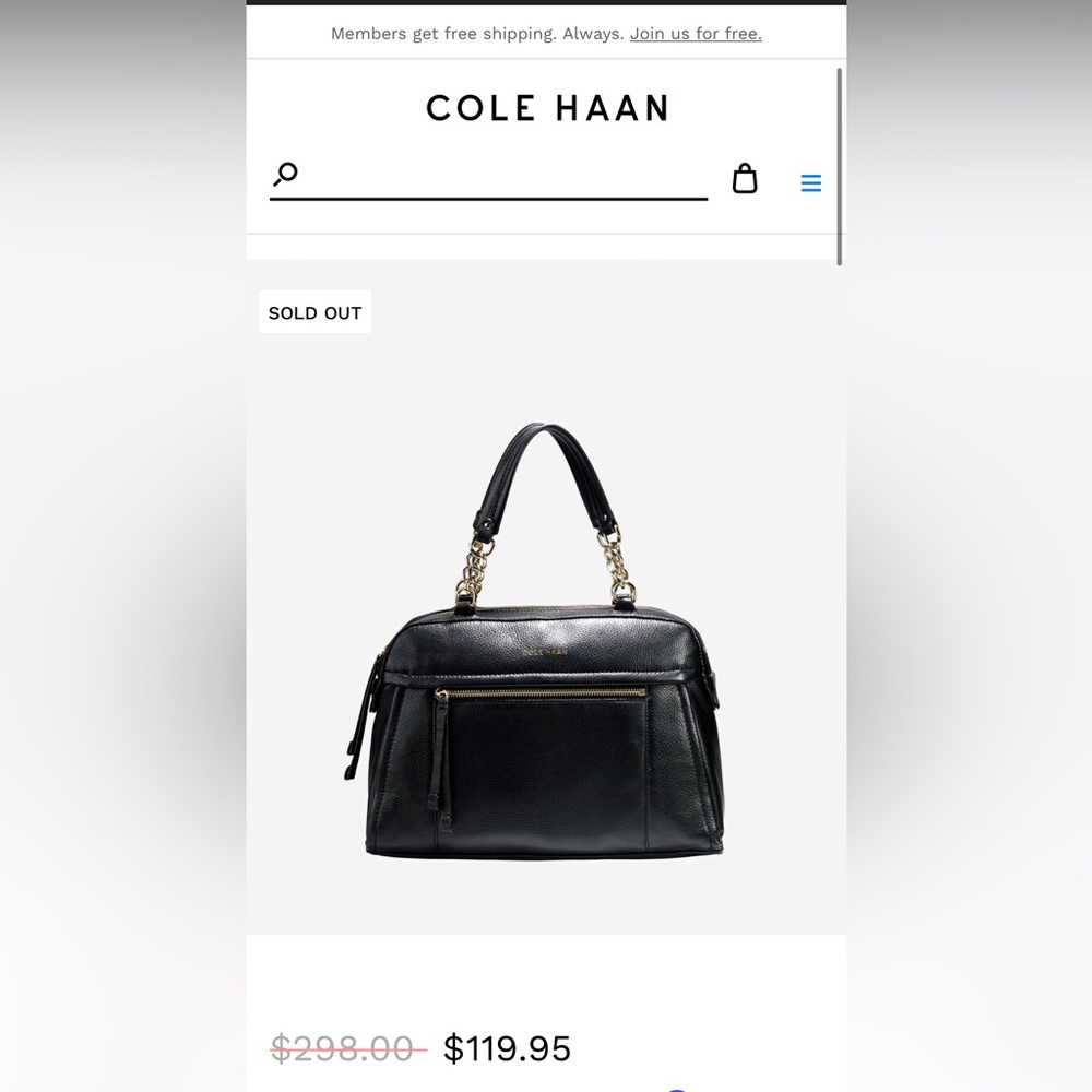 Like new black Cole haan hand bag